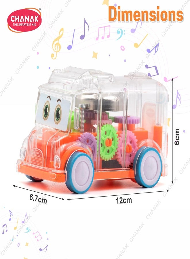 Chanak حافلة تشاناك الشفافة للأطفال، حافلة مدرسية صغيرة مع صوت رنين ولعبة ضوئية للأطفال فوق سن 3 سنوات، معتمدة من مكتب المعايير الهندية (برتقالي) - Image 2